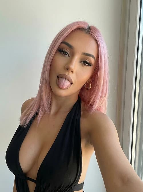Virtual AI girl with pink hair
